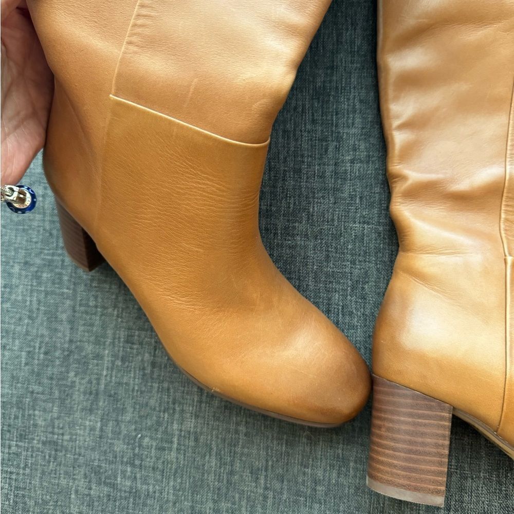 J. CREW Tall Slouch Leather Willa Boots in Burnished Sand Size 6 - Picture 4 of 15